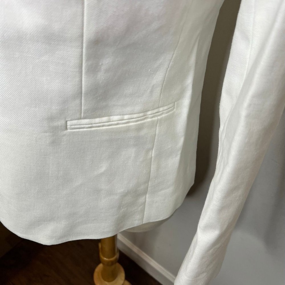 J.Crew $198 Parke Blazer Stretch Linen Blend White Size 4 BF427 - Picture 4 of 10